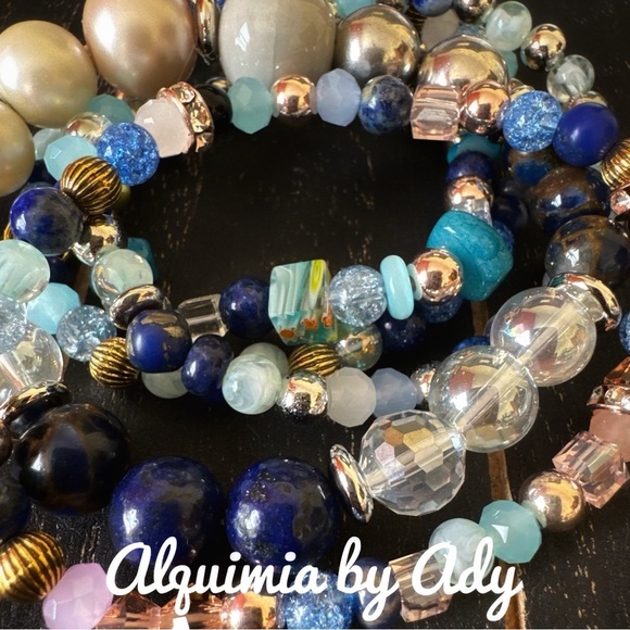 Colorful Beaded blue gemstones Bracelet - Picture 4 of 4